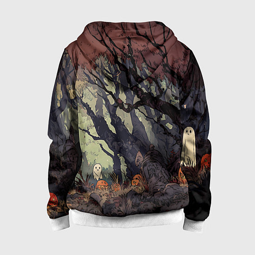 Детская толстовка на молнии Призрачный лес / 3D-Белый – фото 2