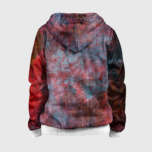 Детская толстовка на молнии Абстракция - red rust on blue / 3D-Белый – фото 2
