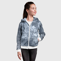 Толстовка на молнии детская Абстракция - gray-blue, цвет: 3D-белый — фото 2