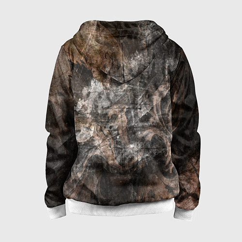 Детская толстовка на молнии Абстракция - brown darkness / 3D-Белый – фото 2