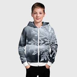 Толстовка на молнии детская Снежинка на черно белое, цвет: 3D-белый — фото 2