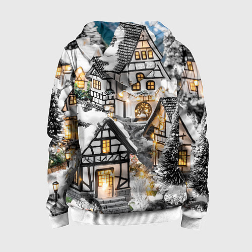 Детская толстовка на молнии Объемные новогодние дома / 3D-Белый – фото 2