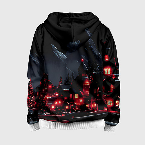 Детская толстовка на молнии Новогодняя ночь и красные гирлянды / 3D-Белый – фото 2