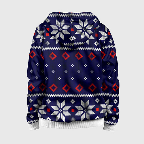 Детская толстовка на молнии Вязаный новогодний узор / 3D-Белый – фото 2