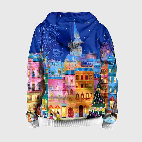 Детская толстовка на молнии Разноцветные новогодние домики / 3D-Белый – фото 2