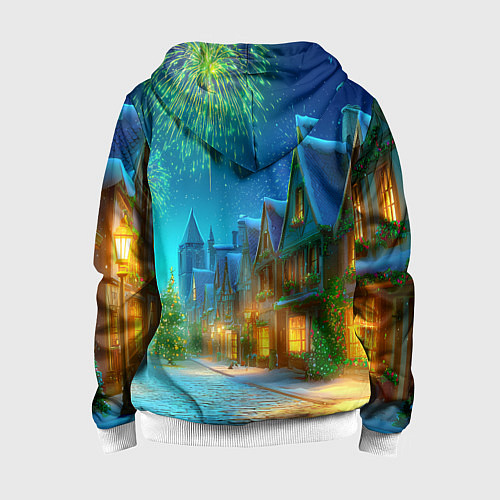 Детская толстовка на молнии Праздничный новогодний салют / 3D-Белый – фото 2