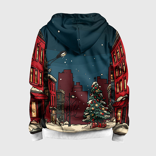 Детская толстовка на молнии Новогодняя ночь / 3D-Белый – фото 2
