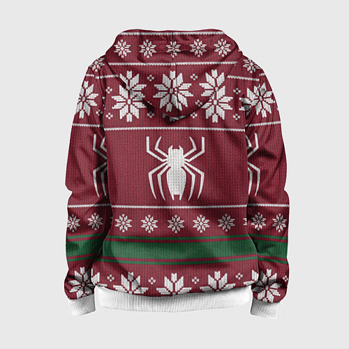 Детская толстовка на молнии Рождественский свитер Человека паука / 3D-Белый – фото 2