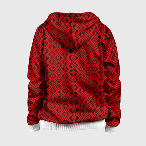 Детская толстовка на молнии Орнамент - славянская вышивка / 3D-Белый – фото 2