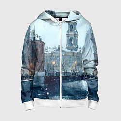 Толстовка на молнии детская Зимний Питер, цвет: 3D-белый