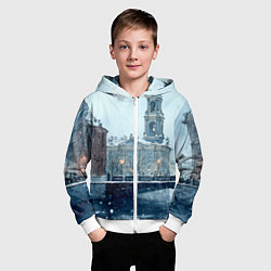 Толстовка на молнии детская Зимний Питер, цвет: 3D-белый — фото 2
