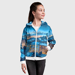 Толстовка на молнии детская Крыши зимнего Питера, цвет: 3D-белый — фото 2