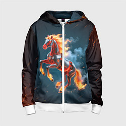 Детская толстовка на молнии Огненная лошадь киборг
