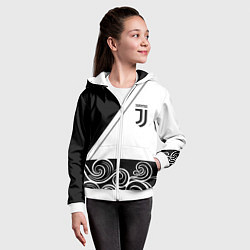 Толстовка на молнии детская Ювентус геометрия полосы текстура, цвет: 3D-белый — фото 2