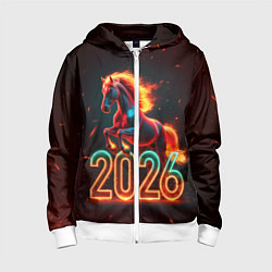 Детская толстовка на молнии Светящаяся лошадь 2026