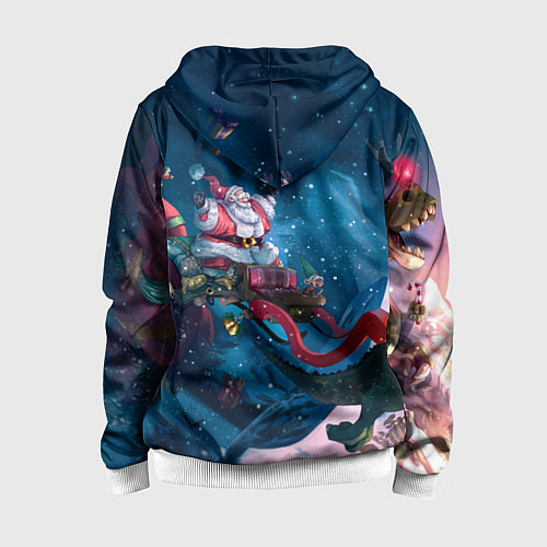 Детская толстовка на молнии Санта с динозавром / 3D-Белый – фото 2