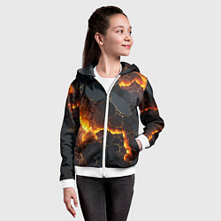 Толстовка на молнии детская Неоновый треснутый камень, цвет: 3D-белый — фото 2