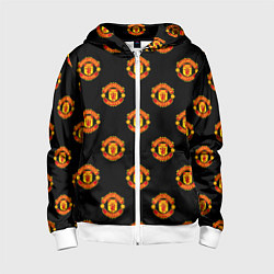 Толстовка на молнии детская Manchester United Pattern, цвет: 3D-белый