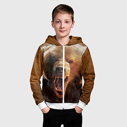 Толстовка на молнии детская Рык медведя, цвет: 3D-белый — фото 2