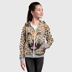 Толстовка на молнии детская Взгляд леопарда, цвет: 3D-меланж — фото 2