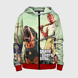 Толстовка на молнии детская GTA 5: Franklin Clinton, цвет: 3D-красный
