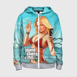 Толстовка на молнии детская GTA 5: Selfie Girl, цвет: 3D-меланж