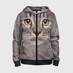 Толстовка на молнии детская Котик, цвет: 3D-черный