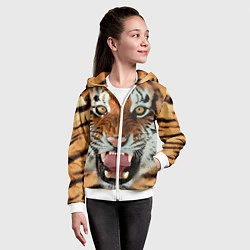 Толстовка на молнии детская Взгляд тигра, цвет: 3D-белый — фото 2