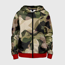 Толстовка на молнии детская Камуфляж, цвет: 3D-красный