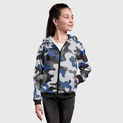 Толстовка на молнии детская Зимний камуфляж, цвет: 3D-черный — фото 2