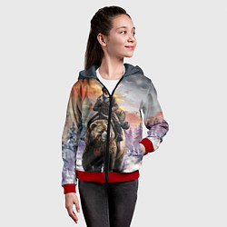 Толстовка на молнии детская Красноармеец на медведе, цвет: 3D-красный — фото 2