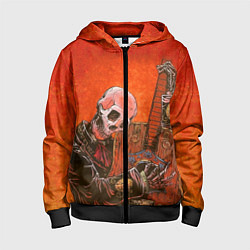 Толстовка на молнии детская Скелет с гитарой, цвет: 3D-черный