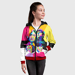 Толстовка на молнии детская The Beatles: Poly-art, цвет: 3D-красный — фото 2