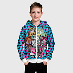 Толстовка на молнии детская Monster High, цвет: 3D-белый — фото 2