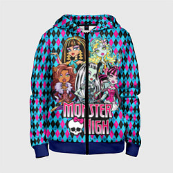 Толстовка на молнии детская Monster High, цвет: 3D-синий