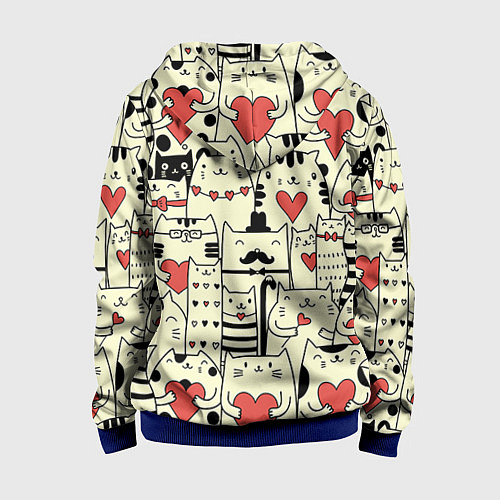 Детская толстовка на молнии Любящие котики / 3D-Синий – фото 2