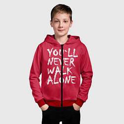 Толстовка на молнии детская You'll never walk alone, цвет: 3D-красный — фото 2