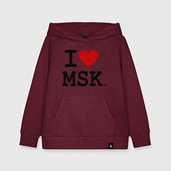 Толстовка детская хлопковая I love MSK, цвет: меланж-бордовый