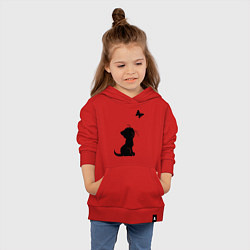 Толстовка детская хлопковая Котенок и бабочка, цвет: красный — фото 2