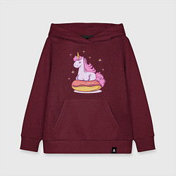 Толстовка детская хлопковая Единорог на пончике, цвет: меланж-бордовый