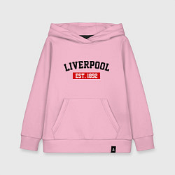 Толстовка детская хлопковая FC Liverpool Est. 1892, цвет: светло-розовый