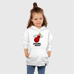 Толстовка детская хлопковая Miami Heat-logo, цвет: белый — фото 2