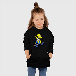 Толстовка детская хлопковая Барт на скейте, цвет: черный — фото 2