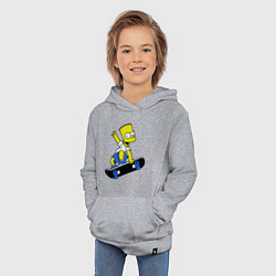 Толстовка детская хлопковая Барт на скейте, цвет: меланж — фото 2