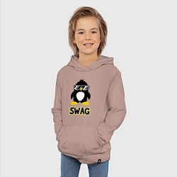 Толстовка детская хлопковая SWAG Penguin, цвет: пыльно-розовый — фото 2