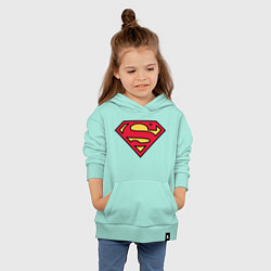 Толстовка детская хлопковая Superman logo, цвет: мятный — фото 2