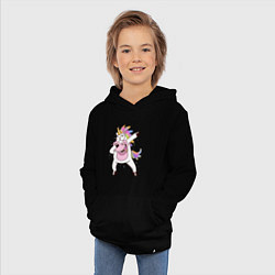 Толстовка детская хлопковая Dabbing Unicorn, цвет: черный — фото 2