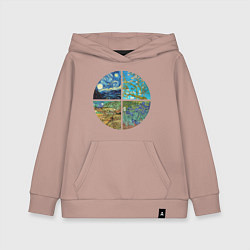 Толстовка детская хлопковая Ван Гог Картины, цвет: пыльно-розовый