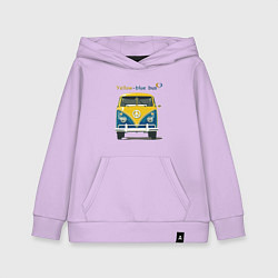 Толстовка детская хлопковая Я люблю вас Yellow-blue bus, цвет: лаванда