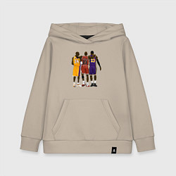 Толстовка детская хлопковая Kobe, Michael, LeBron, цвет: миндальный